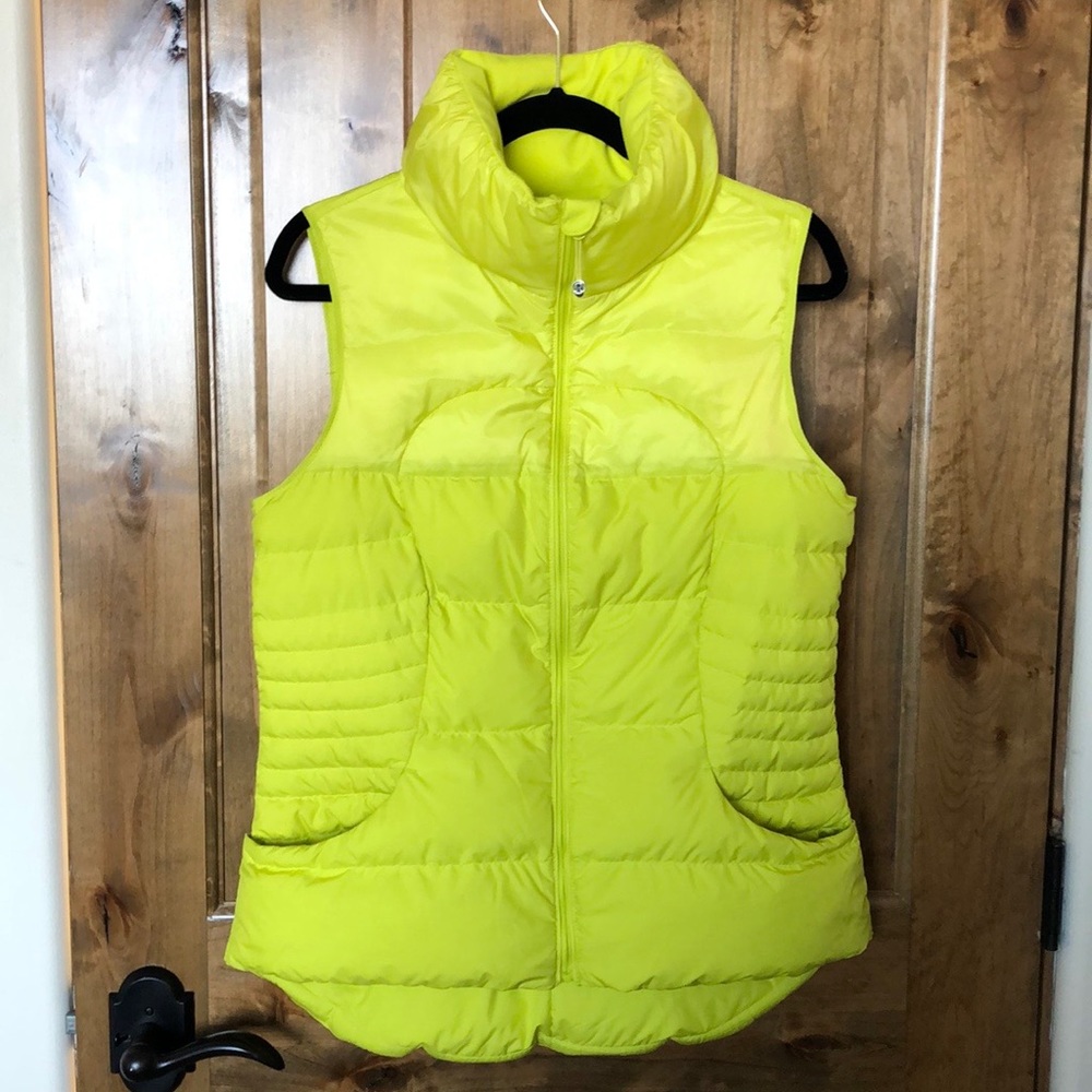 Lululemon neon yellow/lime puffy down vest size 12